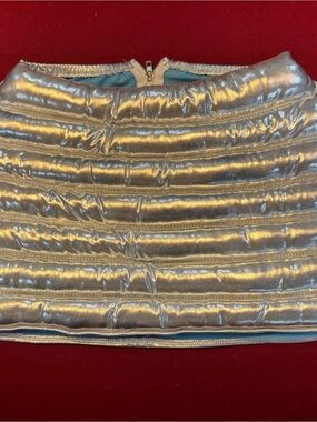 Space Girl Costume Metallic Silver Quilted Puffer Mini Skirt